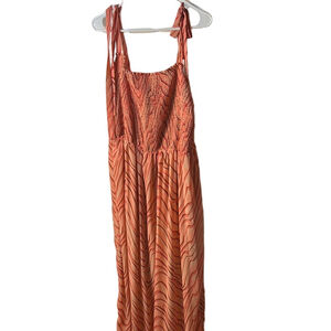 Dex orange swirl tie strap maxi dress resort wear size 2X
